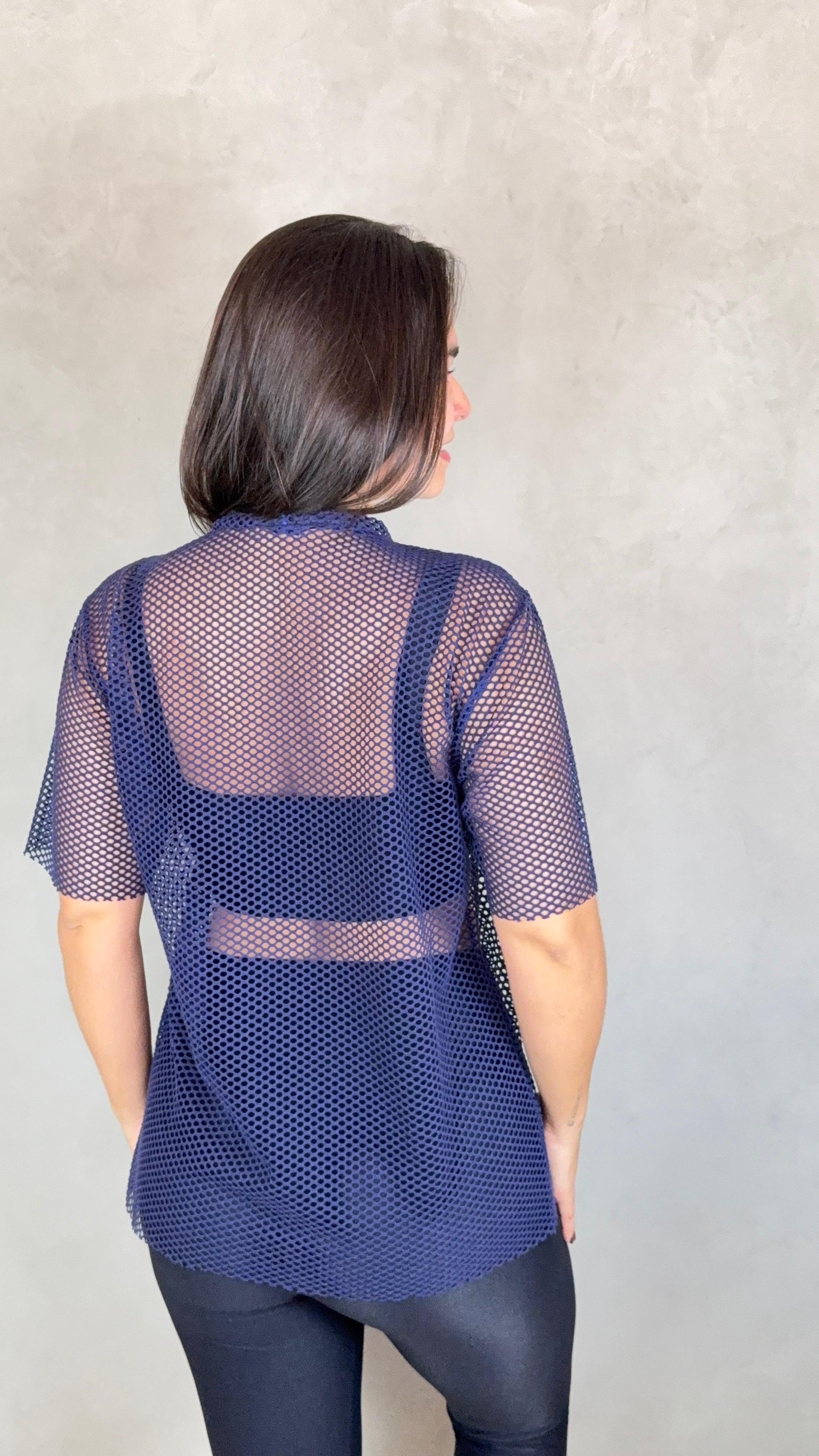 Blusa Arrastão Tela - Azul Marinho
