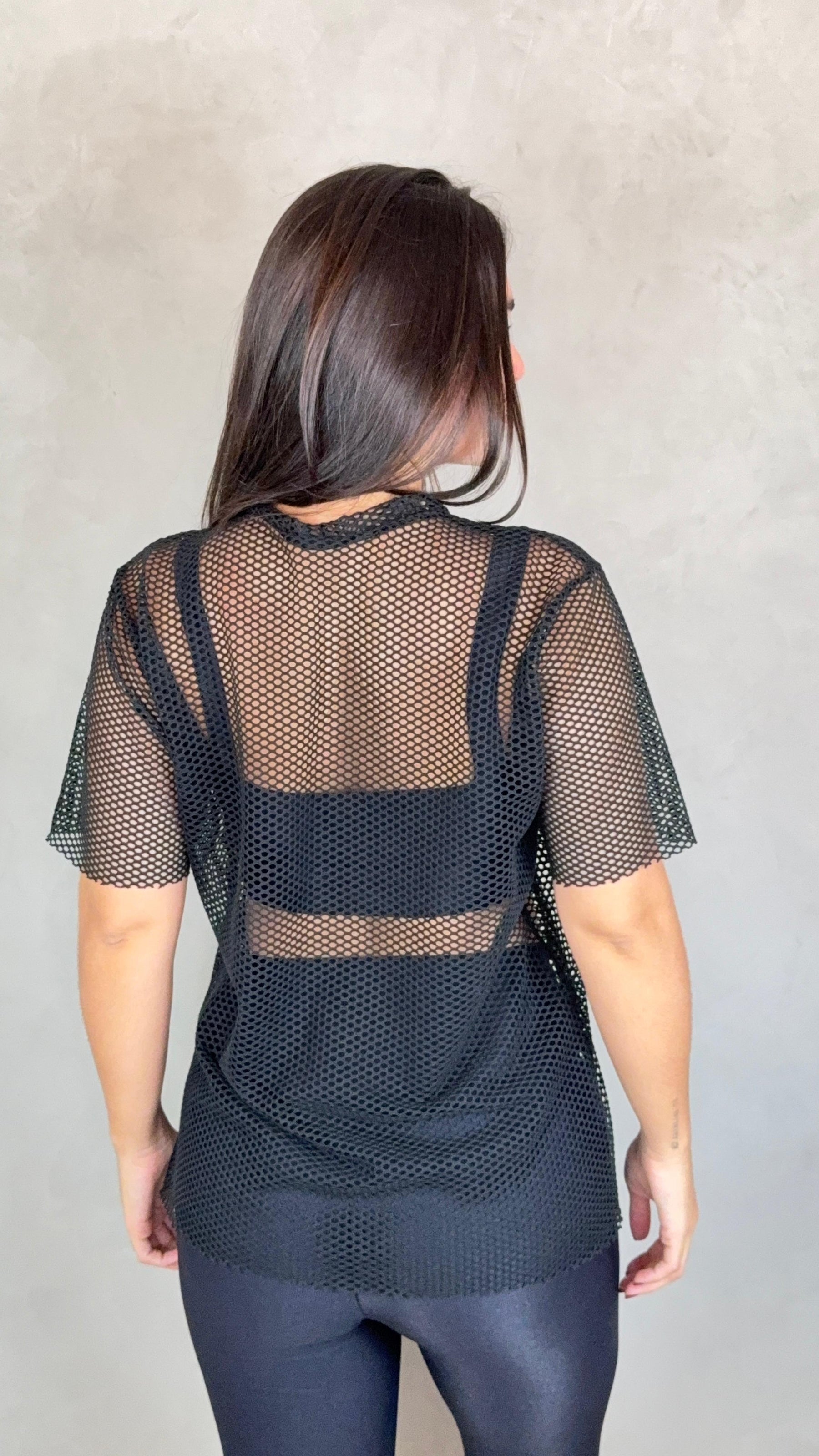 Blusa Arrastão Tela - Preto