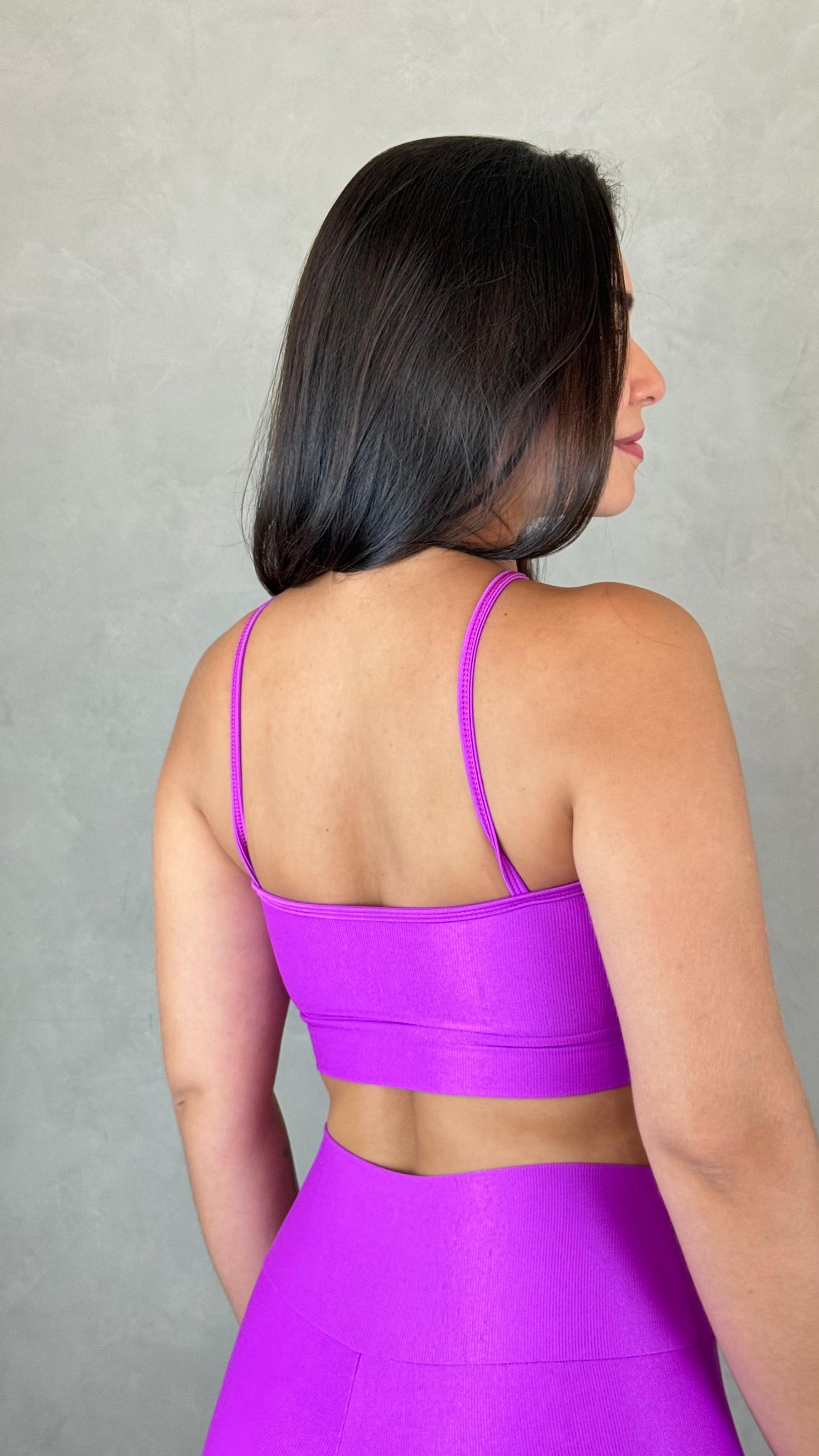 Conjunto Aveludado de Compressão Legging + Top Ana Fúcsia