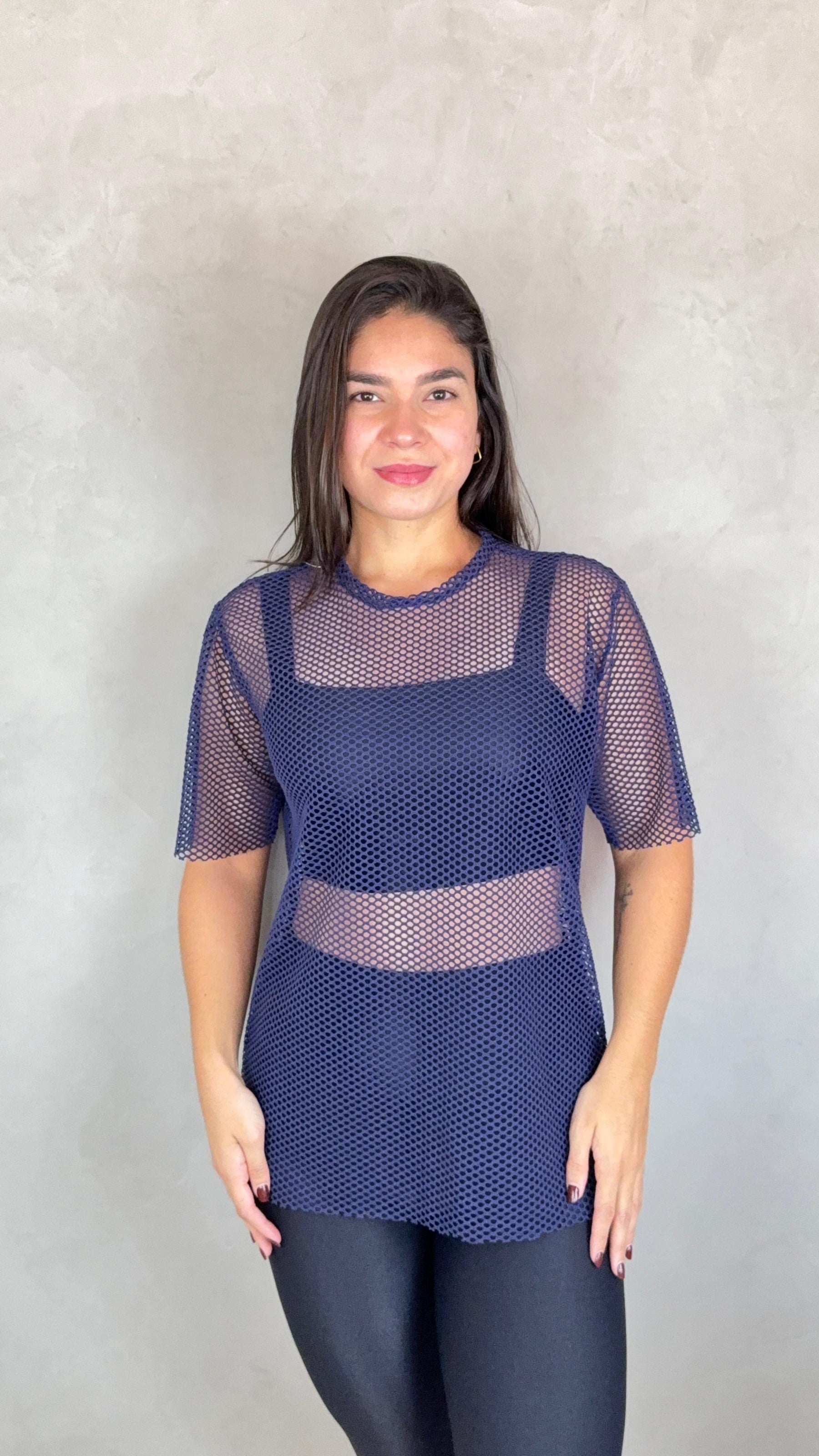 Blusa Arrastão Tela - Azul Marinho