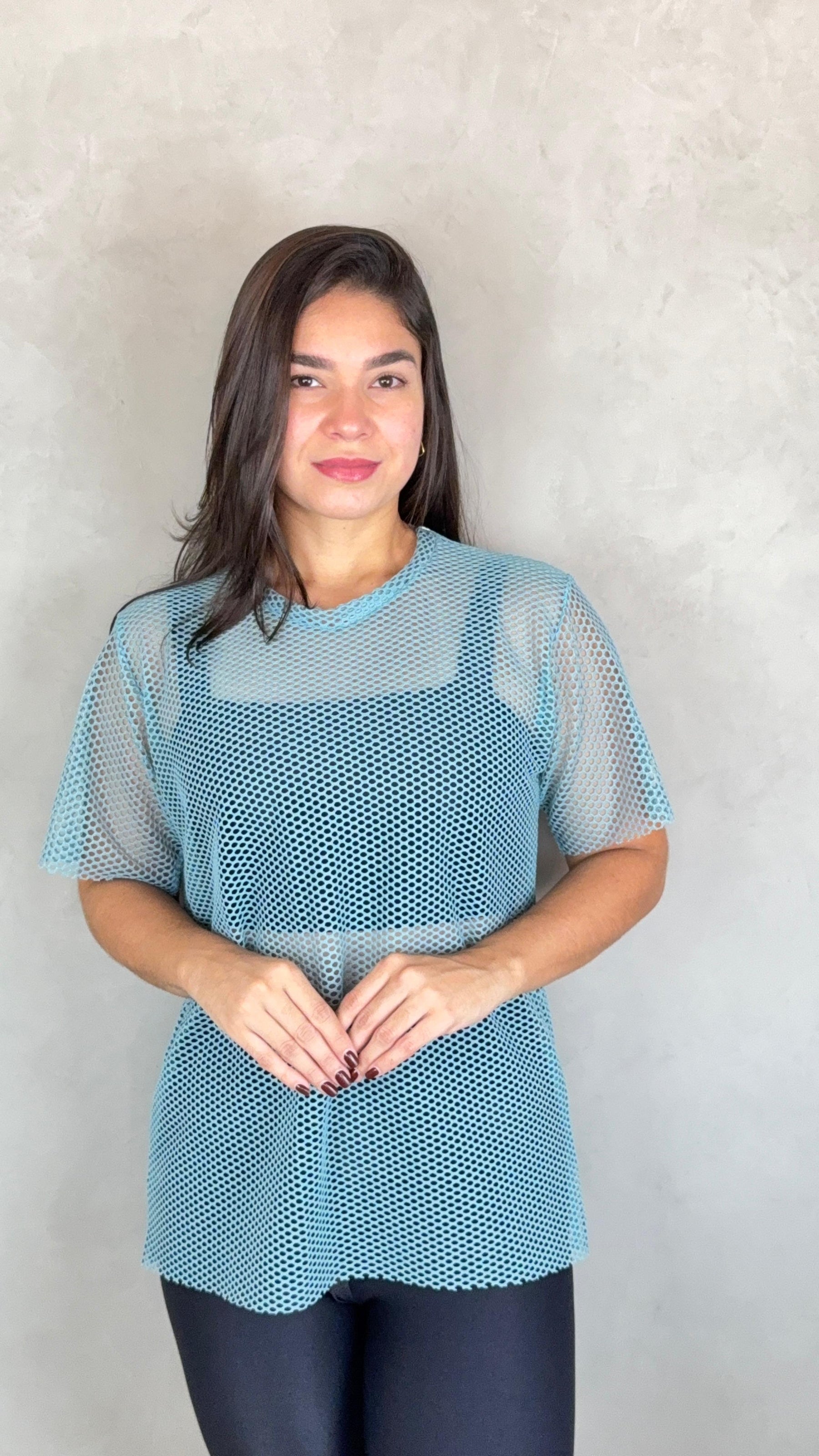 Blusa Arrastão Tela - Azul Patróleo