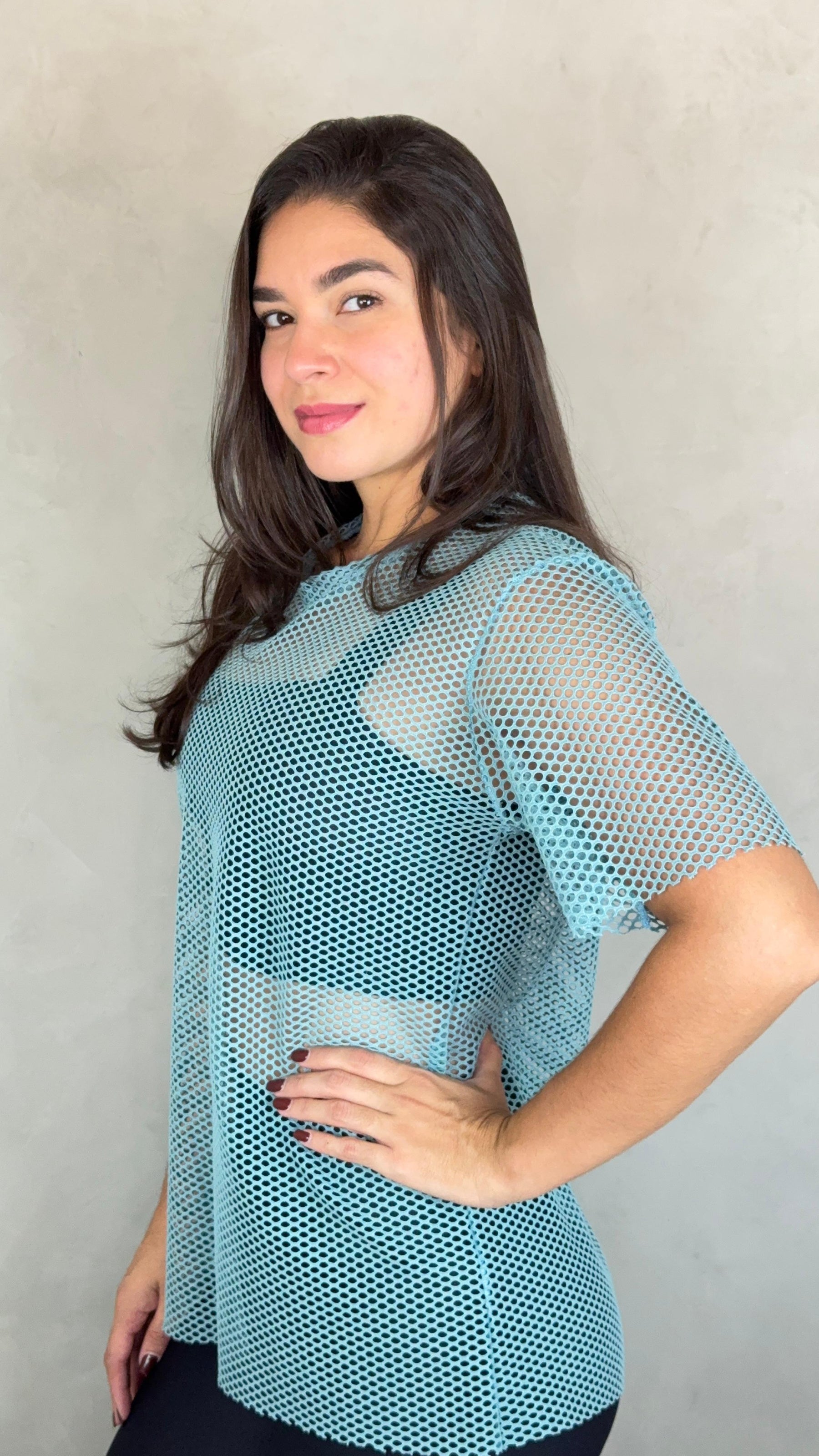Blusa Arrastão Tela - Azul Patróleo
