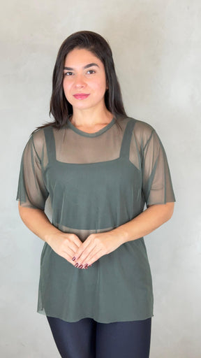 Blusa Clássica Tule - Verde Militar