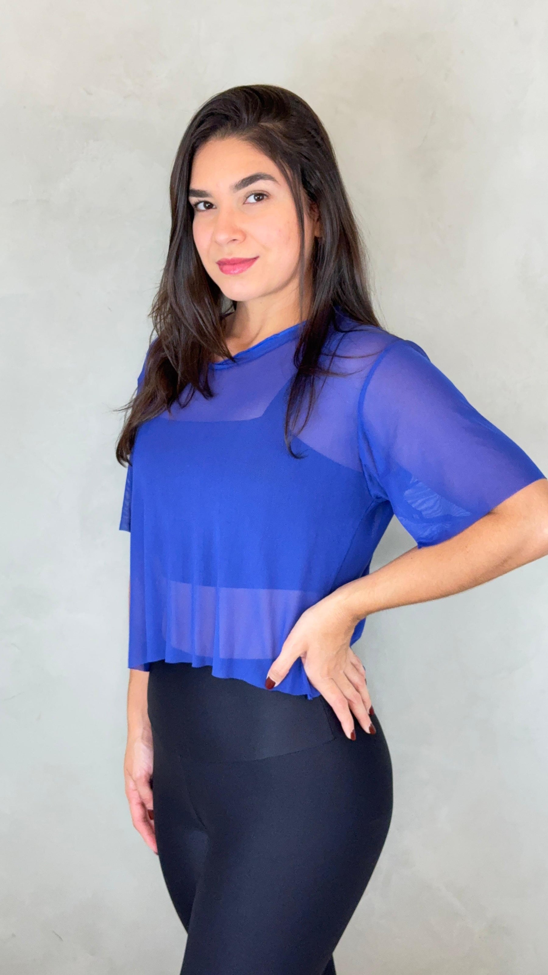 Cropped Tule - Azul Bic