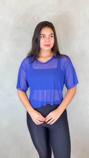 Cropped Tule - Azul Bic
