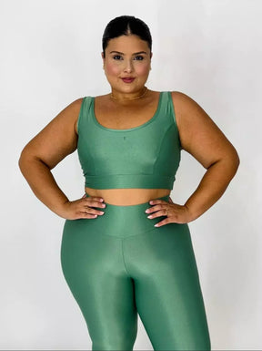 Conjunto Plus Size Aveludado de Compressão Legging + Top Sofia Turmalina