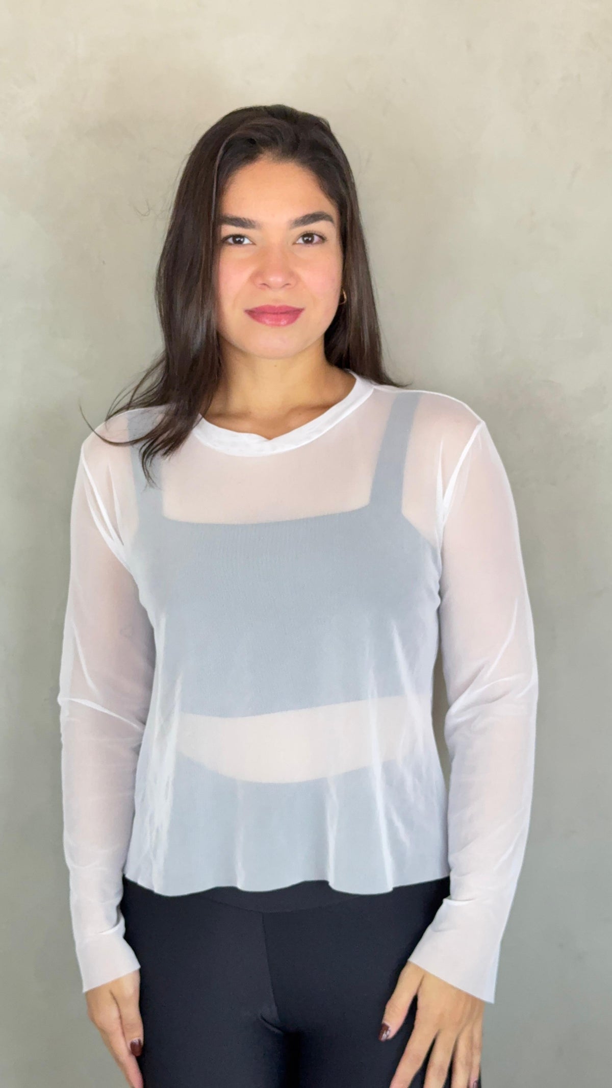 Blusa Tule Manga Longa - Branco