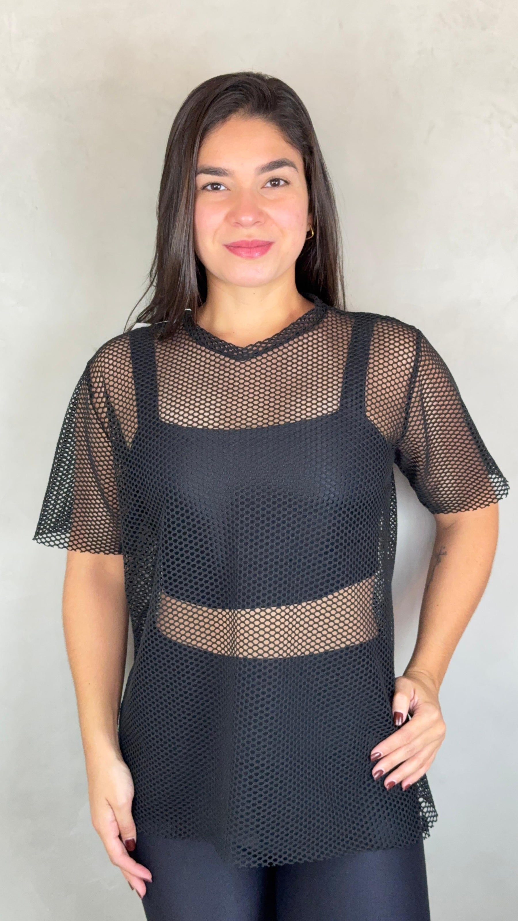 Blusa Arrastão Tela - Preto