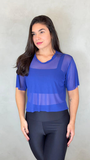 Cropped Tule - Azul Bic