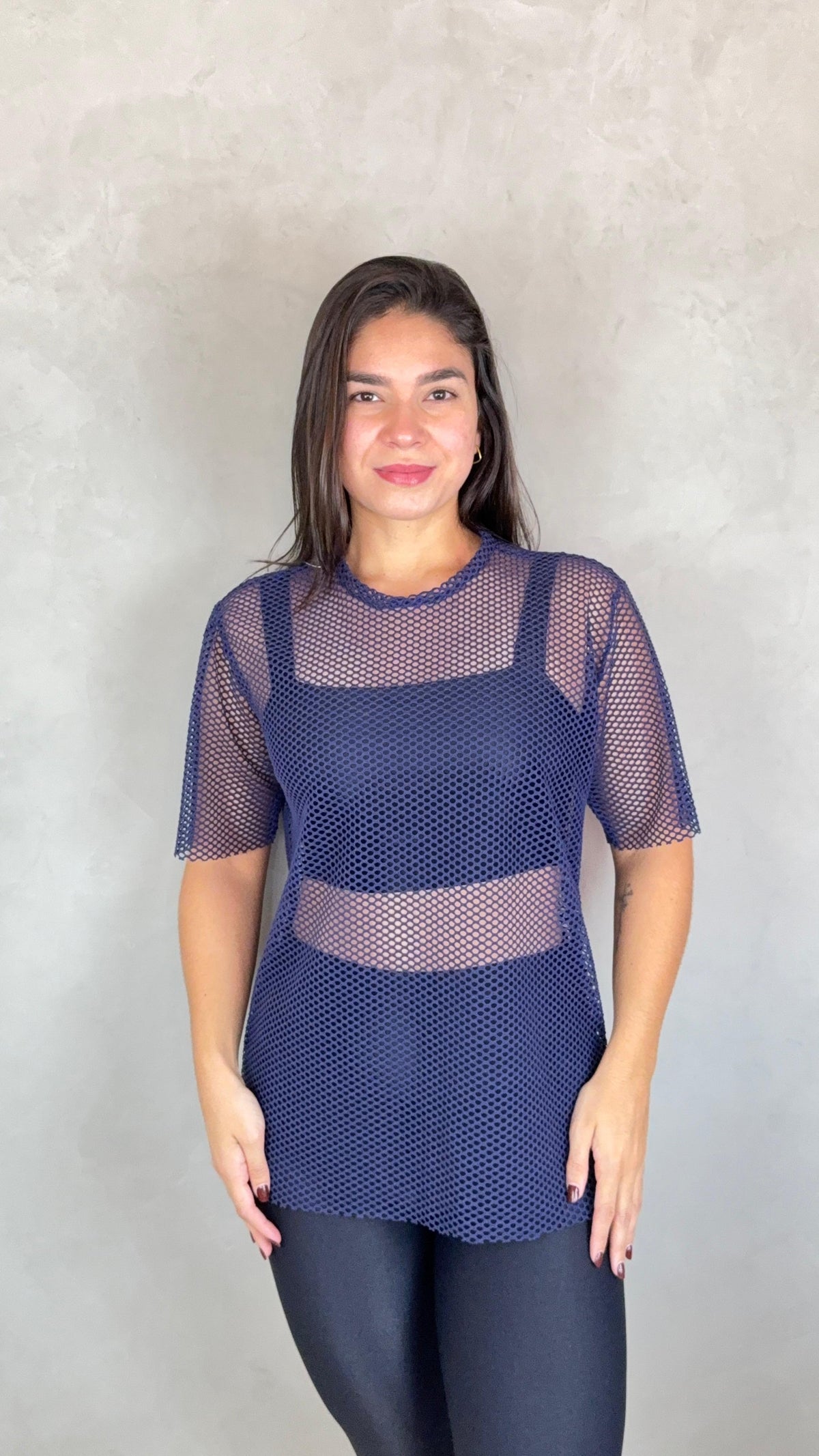 Blusa Arrastão Tela - Azul Marinho