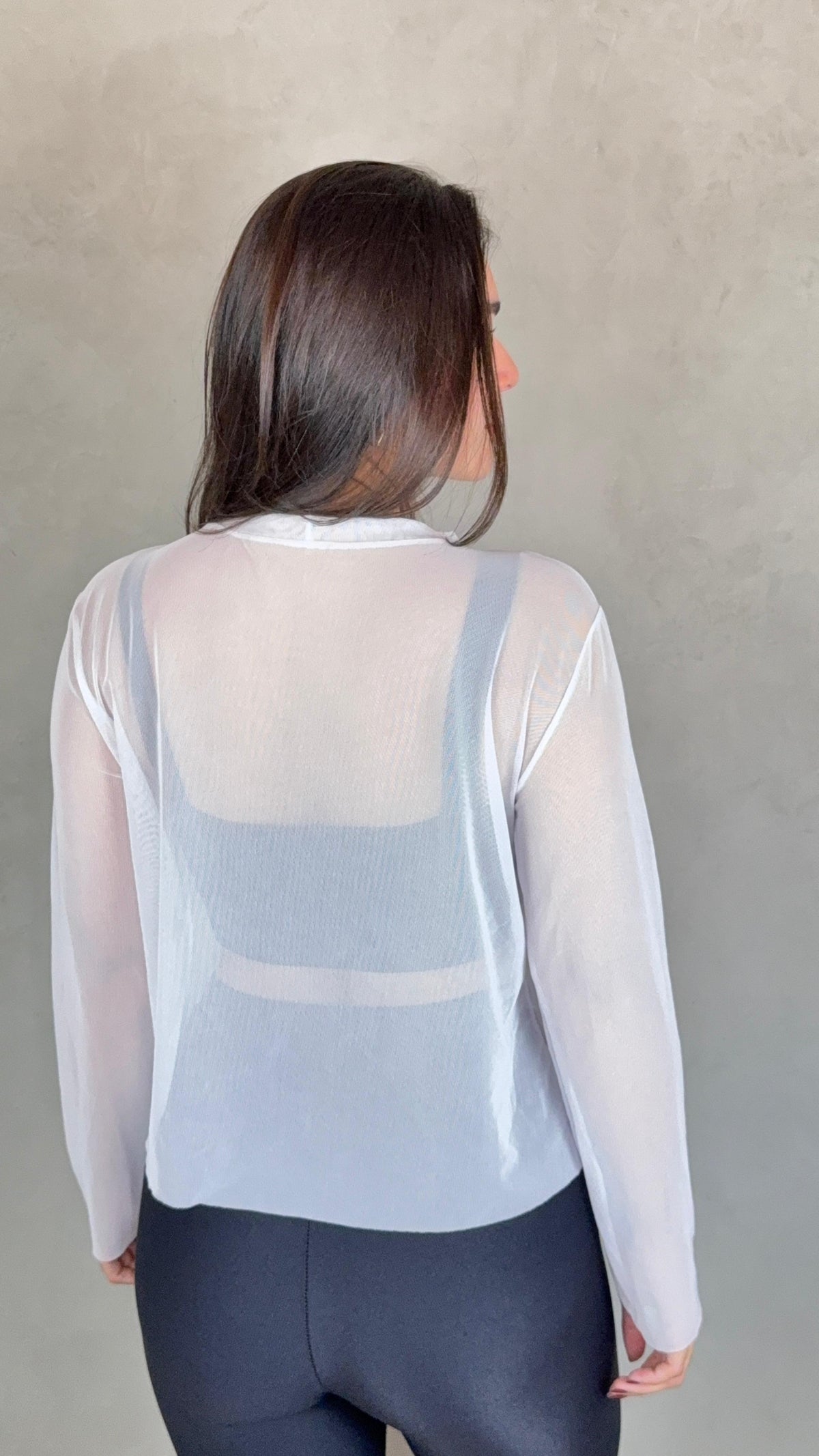 Blusa Tule Manga Longa - Branco