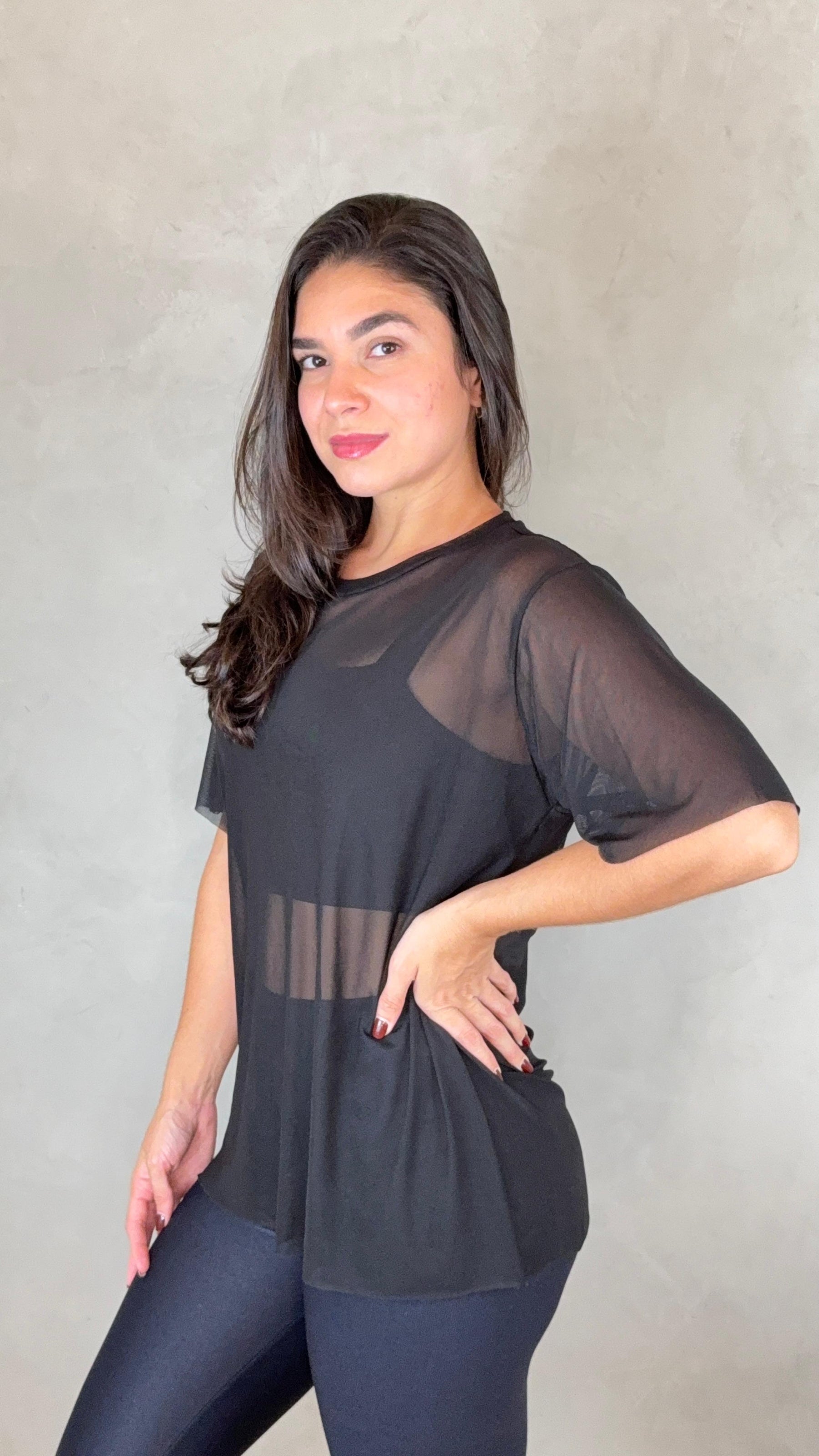 Blusa Clássica Tule - Preto