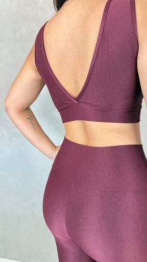 Conjunto Aveludado de Compressão Legging + Top Marcia Bordô