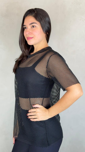 Blusa Arrastão Tela - Preto