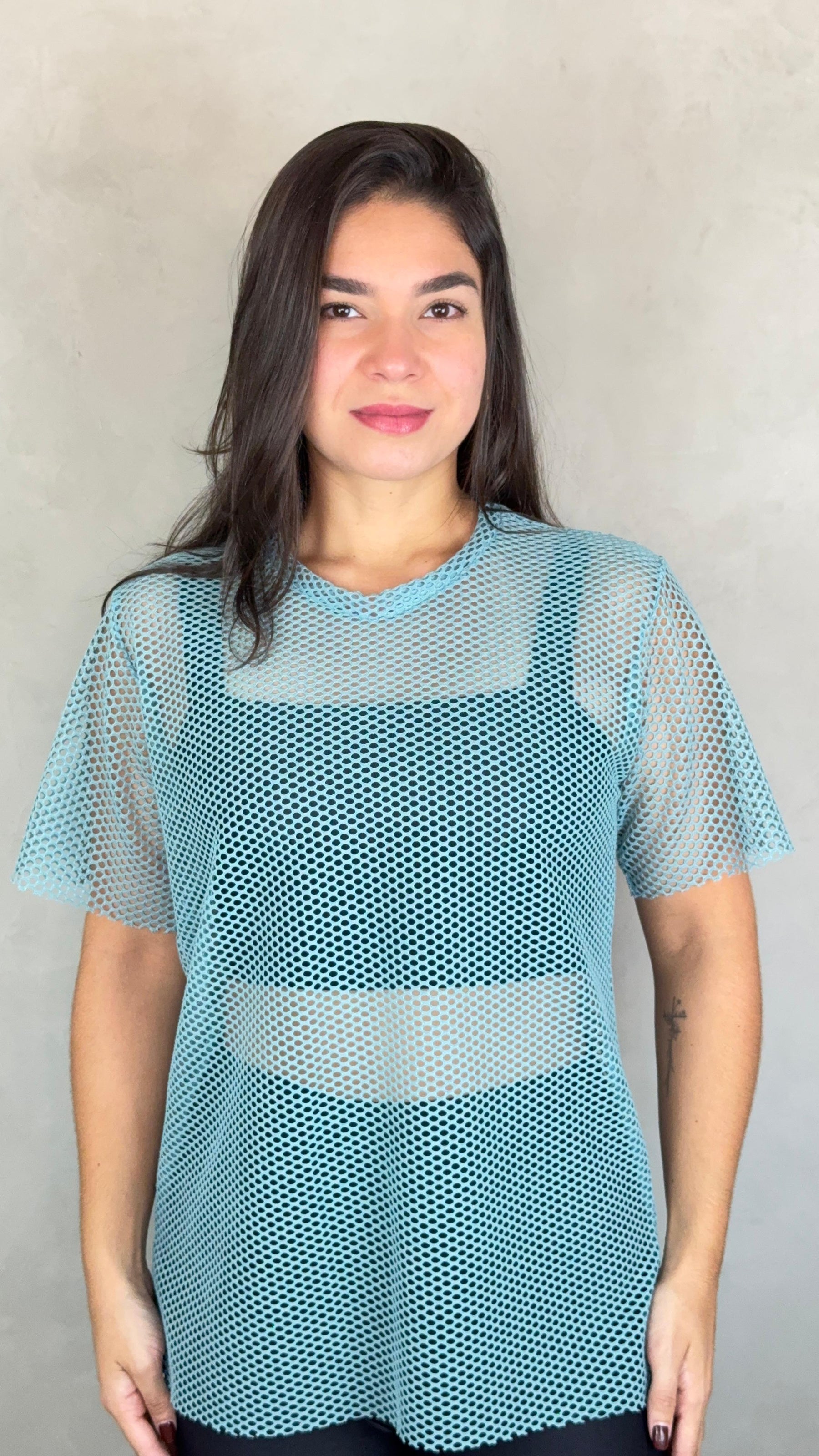 Blusa Arrastão Tela - Azul Patróleo