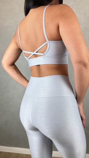 Conjunto Aveludado de Compressão Legging + Top Clara Prata